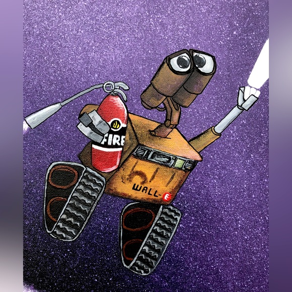 LARGE Beautifully Detailed Wall-E and Eve - Cartoon Painting - Picture 5 of 6